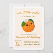 Little Cutie Sinaasappel Citrus 1e Verjaardagsuitn Kaart (Voorkant)