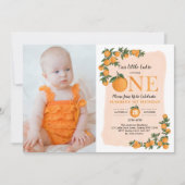 Little Cutie Sinaasappel Citrus 1st Verjaardag Fot Kaart (Voorkant)