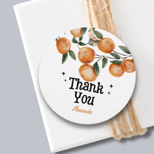 Little cutie Sinaasappel citrus dank u Bedankjes Labels
