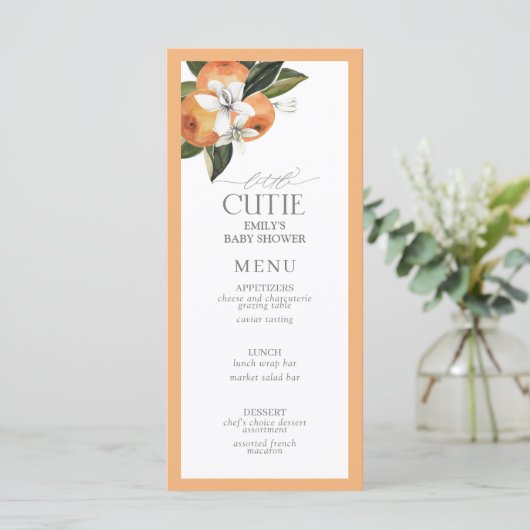 Little Cutie Sinaasappel Citrus Waterverf Douche M Menu (Staand voorkant)