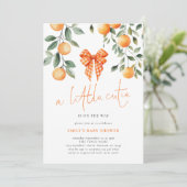 Little Cutie Sinaasappel Coquette Bow Girl Baby sh Kaart (Staand voorkant)