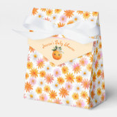 Little Cutie Sinaasappel Daisy Pattern Baby shower Bedankdoosjes (Voorkant Zijde)