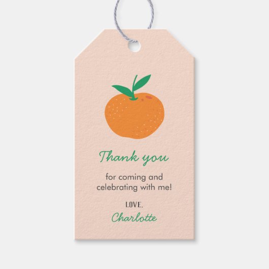 Little Cutie Sinaasappel Dank u Cadeau Labels Cadeaulabel (Voorkant)