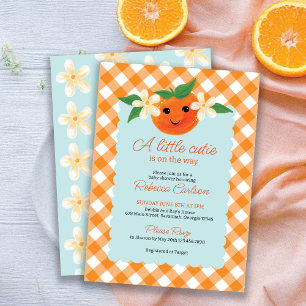 Little Cutie Sinaasappel Neutral Baby shower Invit Kaart