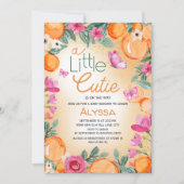Little Cutie Sinaasappel Roze Bloemen Vlinders Kaart (Voorkant)