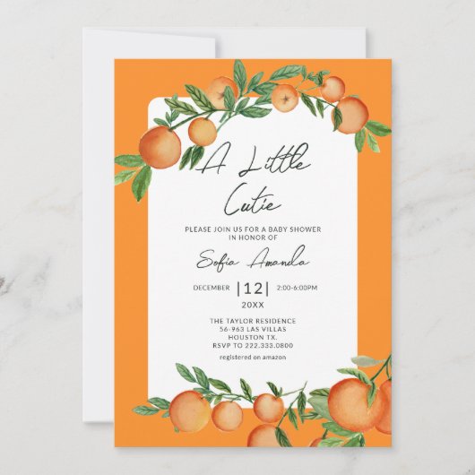 Little Cutie Sinaasappel Waterverf Citrus Baby sho Kaart (Voorkant)