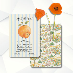 Little Cutie Sinaasappels Baby shower Toile Stripe Kaart