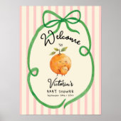 Little Cutie sinaasappels Bow Baby shower Welkomst Poster (Voorkant)
