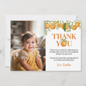 Little Cutie Sinaasappels Verjaardagsfoto Dank u k Bedankkaart (Voorkant)