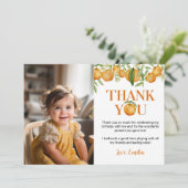 Little Cutie Sinaasappels Verjaardagsfoto Dank u k Bedankkaart (Staand voorkant)