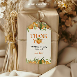 Little Cutie Sinaasappels Verjaardagsthema Dank u  Cadeaulabel