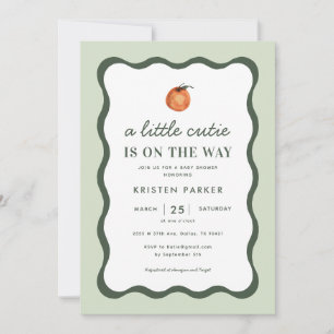 Little Cutie Squiggle Tangerine Baby shower Invita Kaart