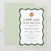 Little Cutie Squiggle Tangerine Baby Shower Uitnod Kaart (Voorkant / Achterkant)