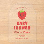 Little Cutie Strawberry Baby shower Acryl Uitnodigingen (Voorkant)