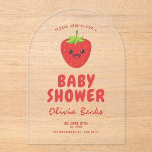 Little Cutie Strawberry Baby shower Acryl Uitnodigingen