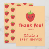 Little Cutie Strawberry Baby shower Bedankkaart (Voorkant / Achterkant)
