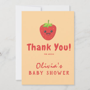 Little Cutie Strawberry Baby shower Bedankkaart