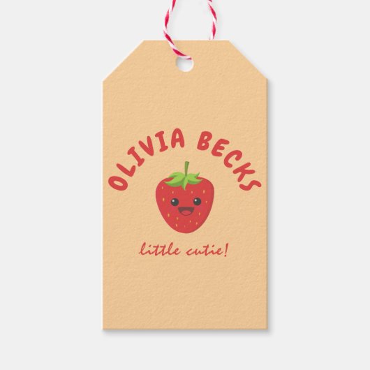 Little Cutie Strawberry Baby shower Cadeaulabel (Voorkant)