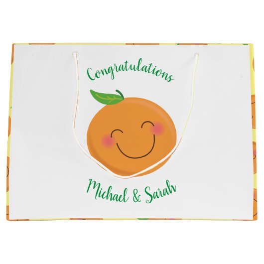Little Cutie Tangerine Baby shower Genderneutraal Groot Cadeauzakje (Voorkant)