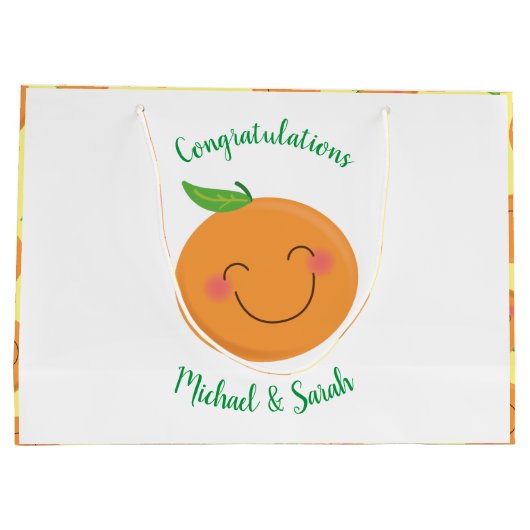 Little Cutie Tangerine Baby shower Genderneutraal Groot Cadeauzakje (Achterkant)