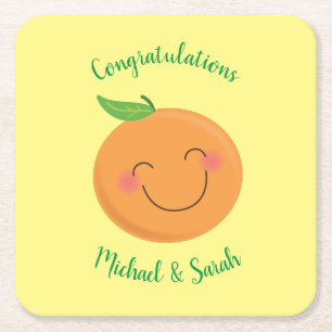 Little Cutie Tangerine Baby shower Genderneutraal Kartonnen Onderzetters