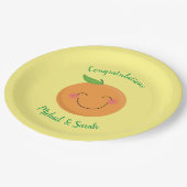 Little Cutie Tangerine Baby shower Genderneutraal Papieren Bordje (Gekanteld)