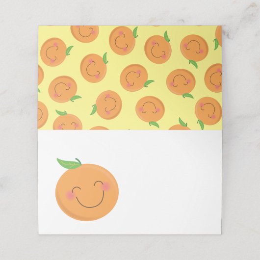 Little Cutie Tangerine Baby shower Genderneutraal Plaatskaartje (Buitenkant ongevouwen)