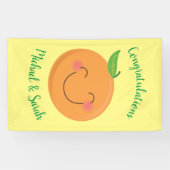 Little Cutie Tangerine Baby shower Genderneutraal Spandoek (Horizontaal)
