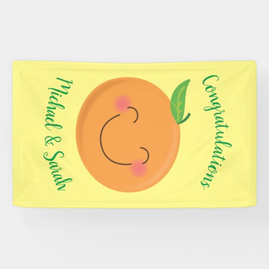 Little Cutie Tangerine Baby shower Genderneutraal Spandoek (Horizontaal)