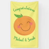 Little Cutie Tangerine Baby shower Genderneutraal Spandoek (Verticaal)