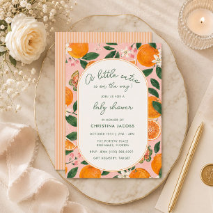 Little Cutie Tangerine Baby Shower Kaart