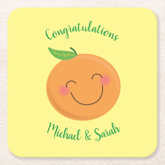 Little Cutie Tangerine Baby shower Kartonnen Onderzetters (Voorkant)