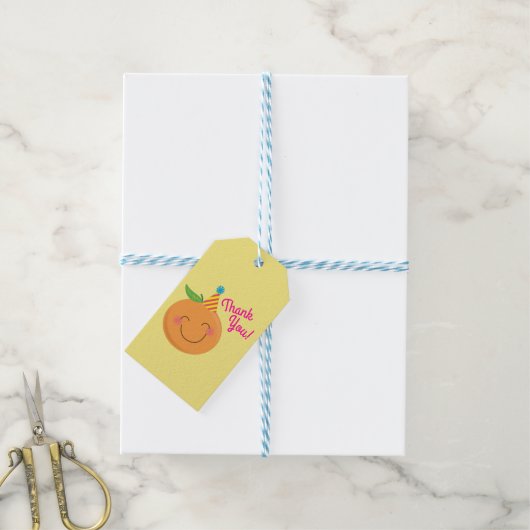 Little Cutie Tangerine Birthday Party Bedankt Cadeaulabel (Met Touw)