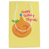 Little Cutie Tangerine Birthday Party Medium Cadeauzakje (Voorkant)