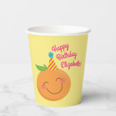 Little Cutie Tangerine Birthday Party Papieren Bekers (Achterkant)