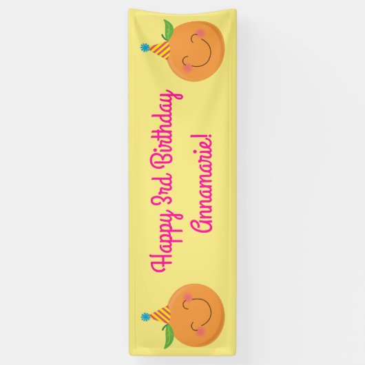 Little Cutie Tangerine Birthday Party Spandoek (Verticaal)