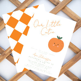 Little Cutie Tangerine Citrus Baby Shower Kaart