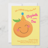 Little Cutie Tangerine Schattigee Kinder 1e Verjaa Kaart (Voorkant)