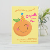 Little Cutie Tangerine Schattigee Kinder 1e Verjaa Kaart (Staand voorkant)
