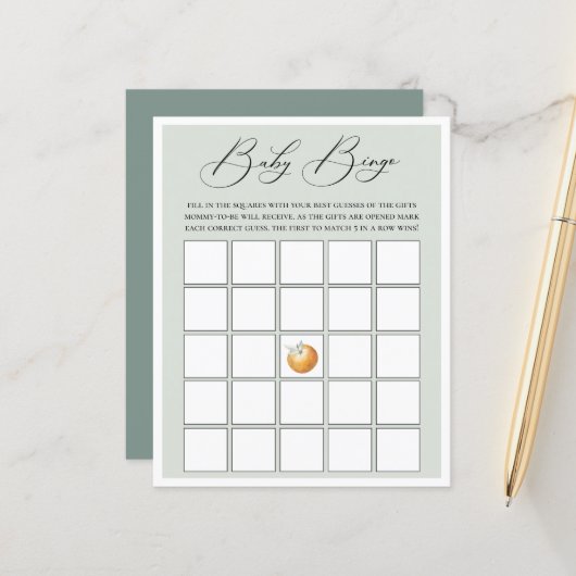 Little Cutie Theme Baby Bingo Game (Voorkant / Achterkant in situ)