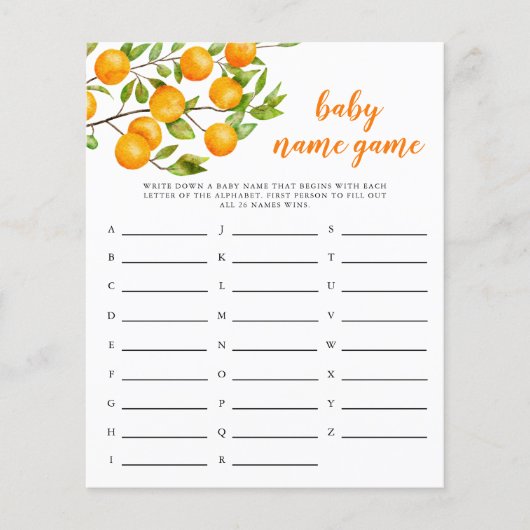 Little Cutie Theme Baby Name Shower Game (Voorkant)