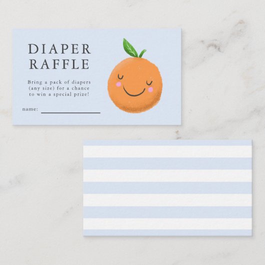 Little Cutie Theme Blue Baby shower Luier Raffle Informatiekaartje (Voorkant / Achterkant)