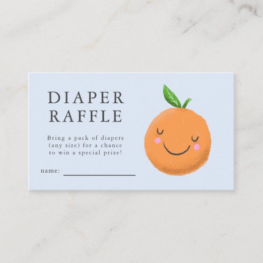 Little Cutie Theme Blue Baby shower Luier Raffle Informatiekaartje (Voorkant)