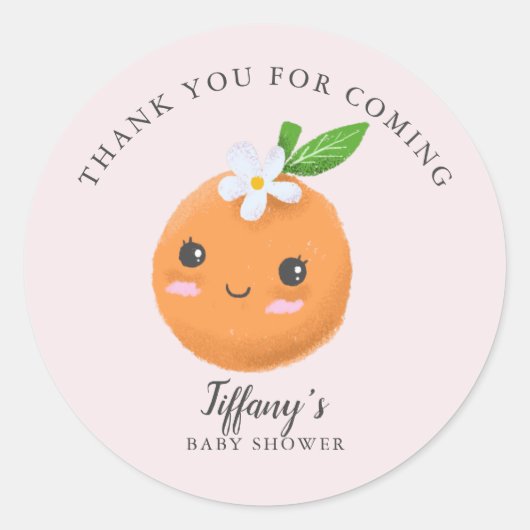 Little Cutie Theme Roze Baby shower Favor Ronde Sticker (Voorkant)