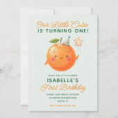 Little Cutie Turning One 1st Birthday Invitation Kaart (Voorkant)