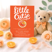 Little Cutie Witte Tekst Sinaasappel Baby shower Kaart
