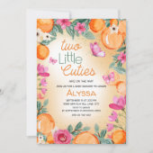 Little Cuties Orange Pink Floral Butterflies Twin Kaart (Voorkant)