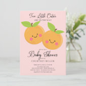 Little Cuties Twins Baby shower Invitation Kaart (Staand voorkant)
