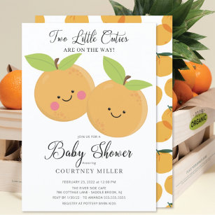 Little Cuties Twins Baby shower Invitation Kaart