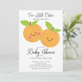 Little Cuties Twins Baby shower Invitation Kaart (Staand voorkant)